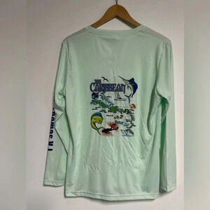 Caribbean Virgin‎ Islands Lielle Adult 2X V Neck T Shirt UPF 50+Long Sleeve
